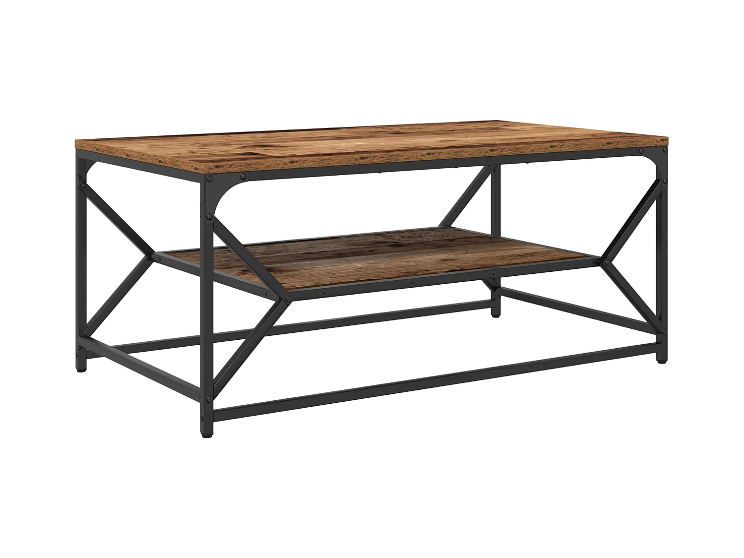 Table basse avec étagère en bois vintage 90x50x40 cm en bois d'ingénierie