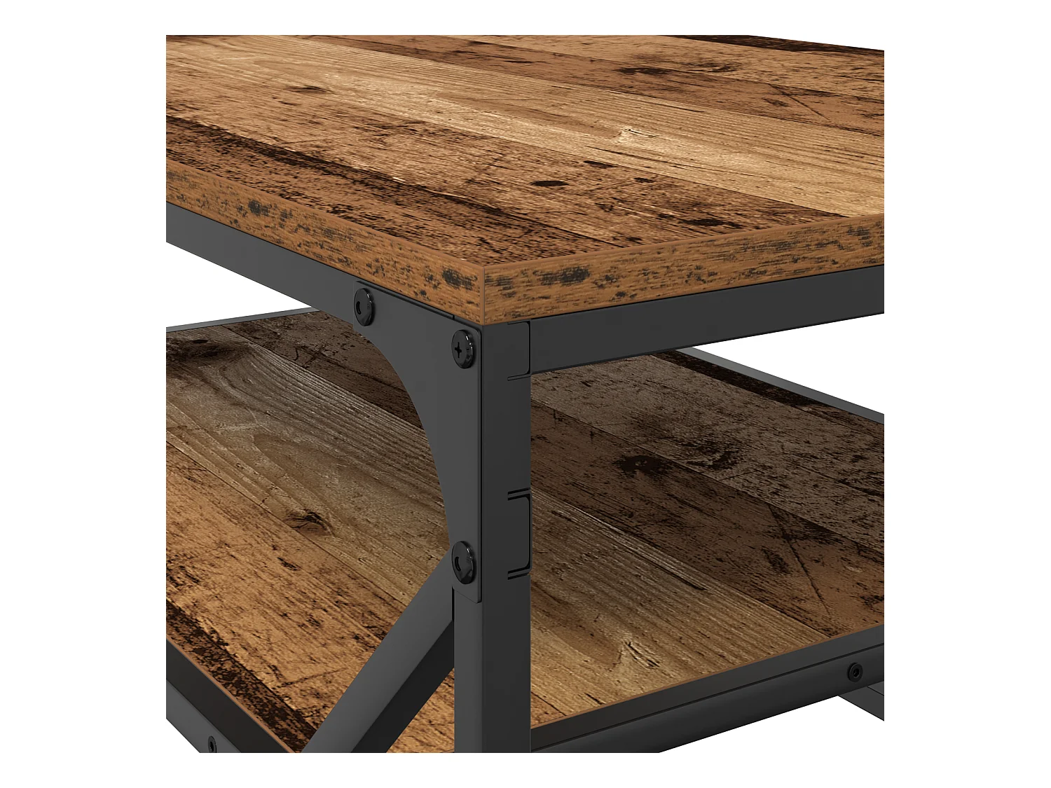 Table basse avec étagère en bois vintage 90x50x40 cm en bois d'ingénierie