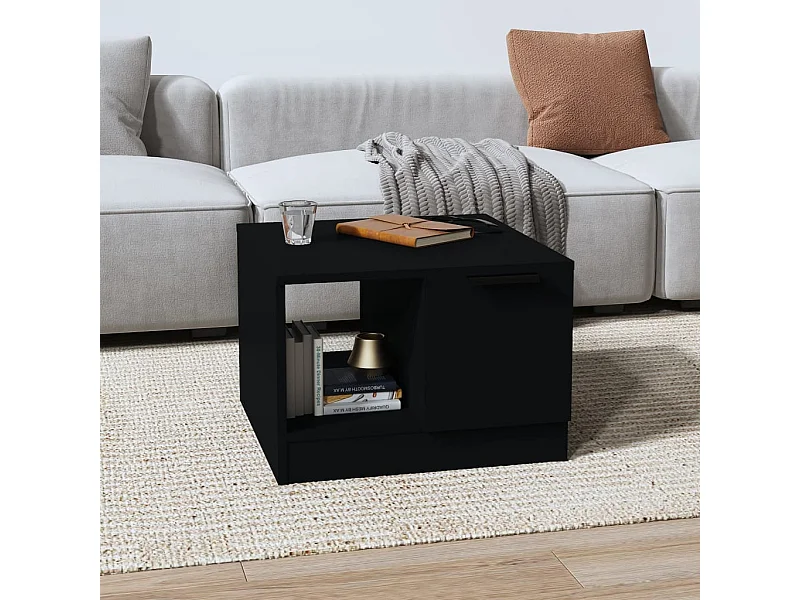 Zwarte salontafel 50x50x36 cm bewerkt hout