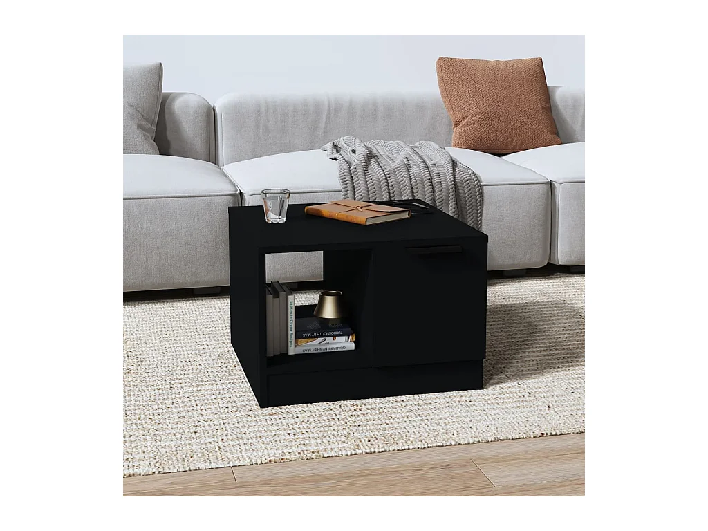 Table basse noir 50x50x36 cm bois d'ingénierie