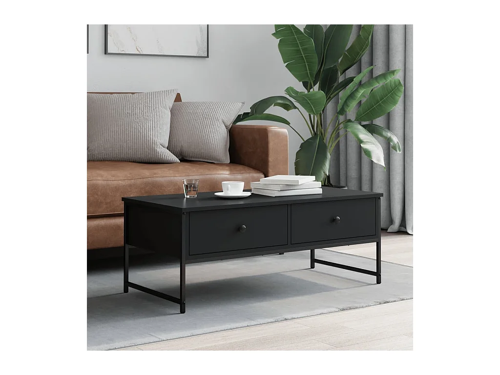 Table basse noir 101x49x39,5 cm bois d'ingénierie