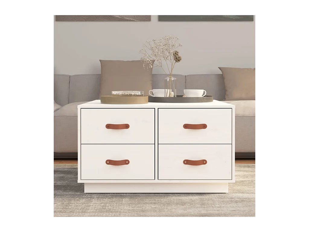 Table basse Blanc 80x80x45 cm Bois massif de pin