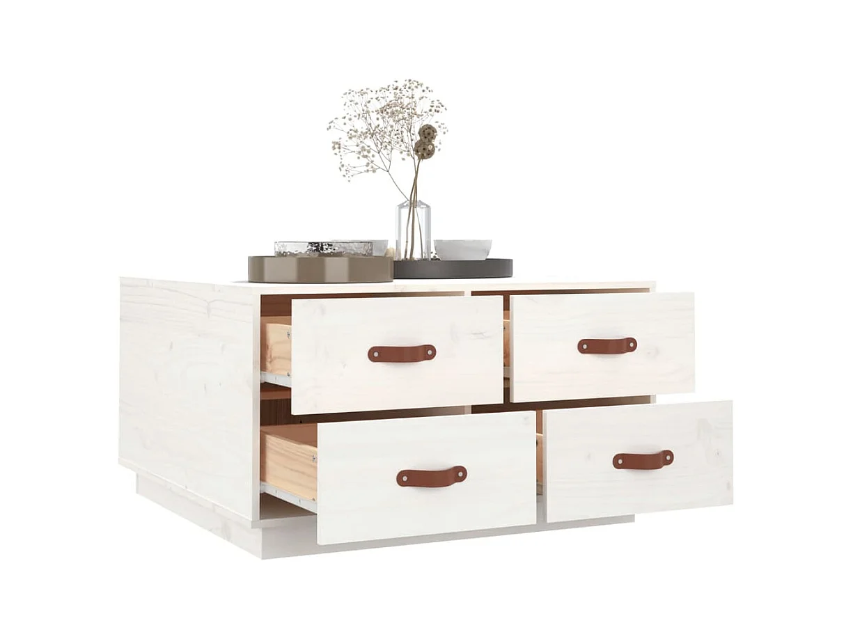 Table basse Blanc 80x80x45 cm Bois massif de pin