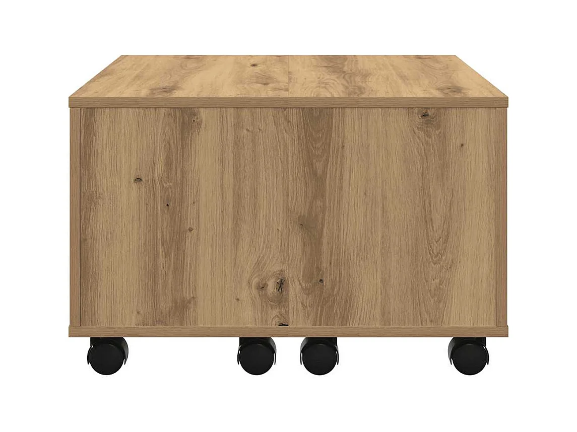 Table basse chêne artisanal 60x60x38 cm bois d'ingénierie