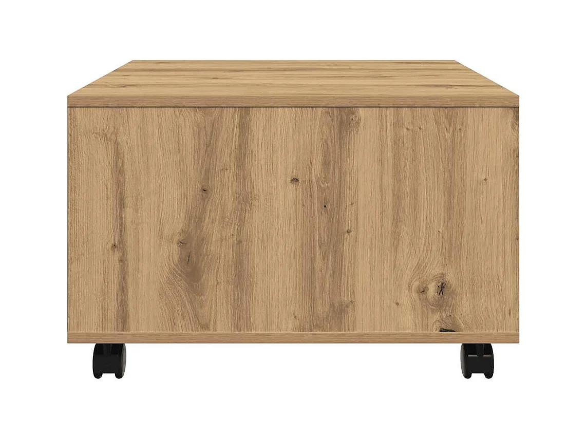 Table basse chêne artisanal 60x60x38 cm bois d'ingénierie