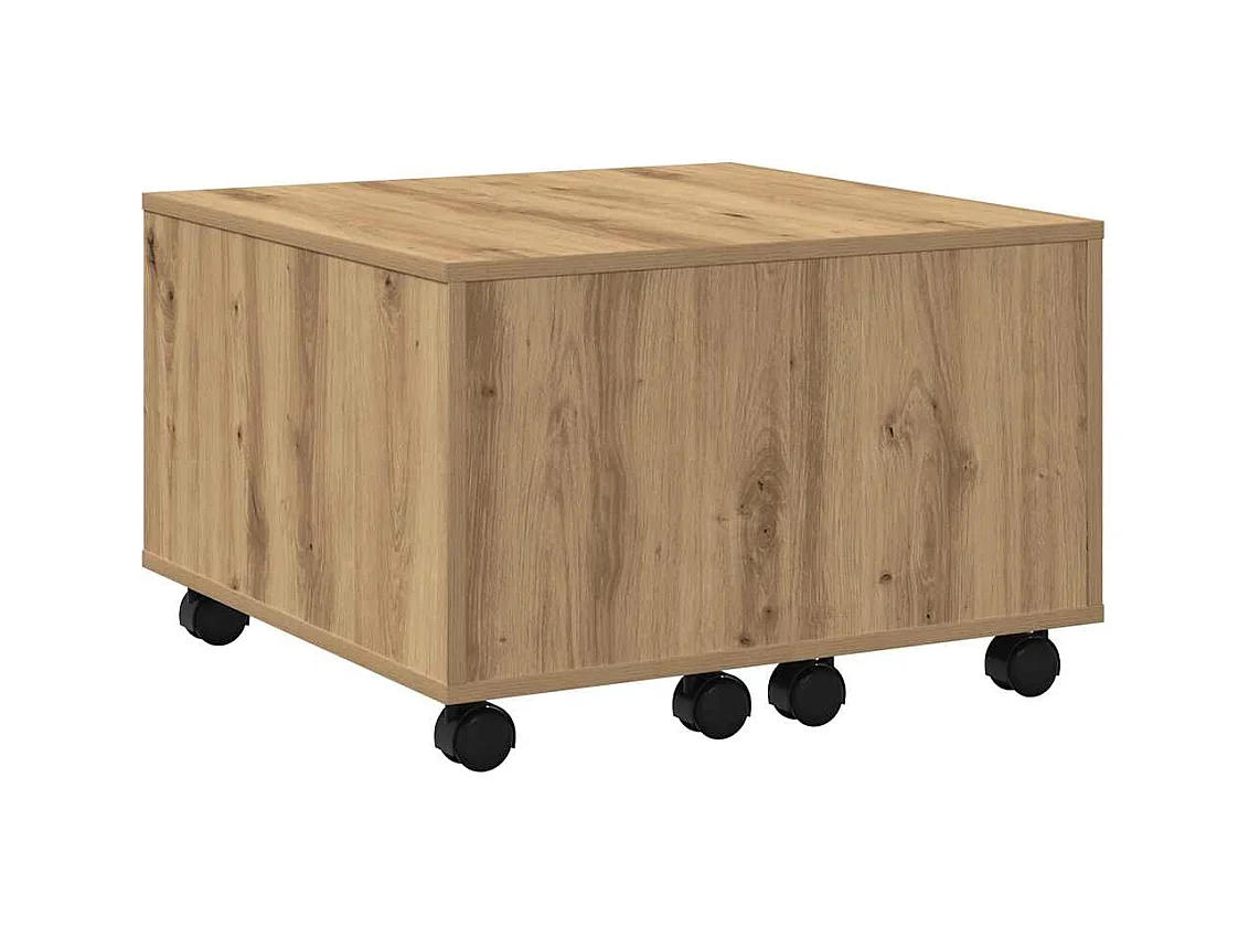 Table basse chêne artisanal 60x60x38 cm bois d'ingénierie