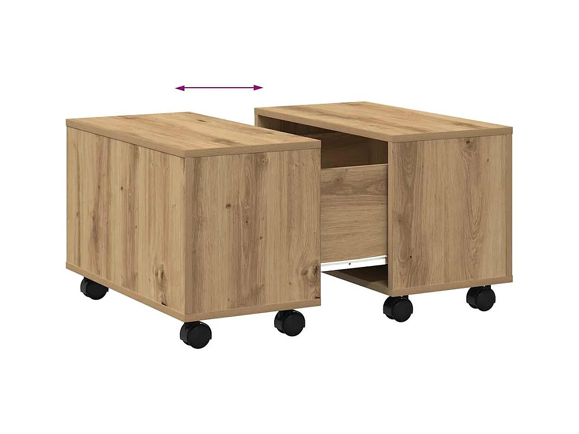 Table basse chêne artisanal 60x60x38 cm bois d'ingénierie