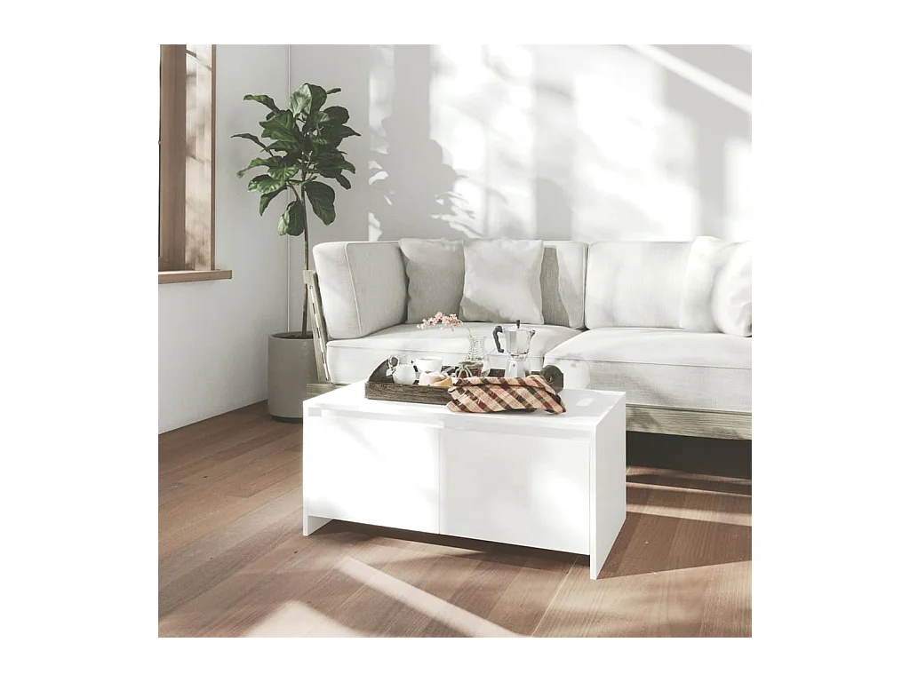 Table basse blanc 90x50x41,5 cm bois d'ingénierie