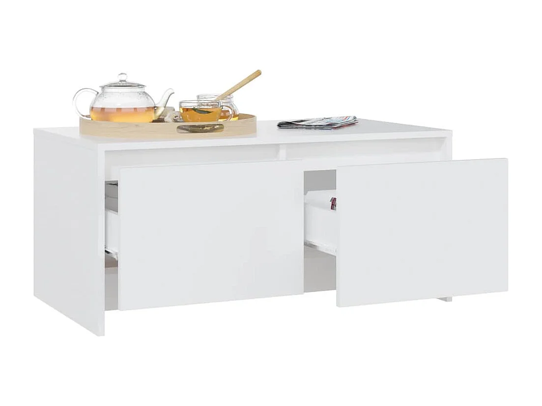 Table basse blanc 90x50x41,5 cm bois d'ingénierie