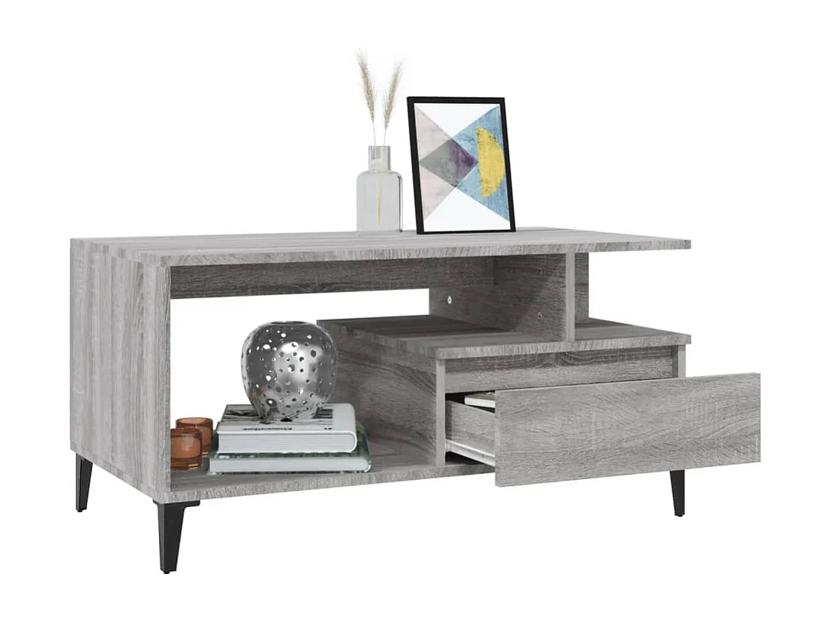 Table basse Sonoma gris 90x49x45 cm Bois d'ingénierie