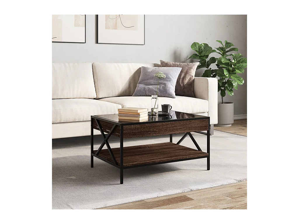 Table basse avec LED infini chêne marron 70x50x38 cm