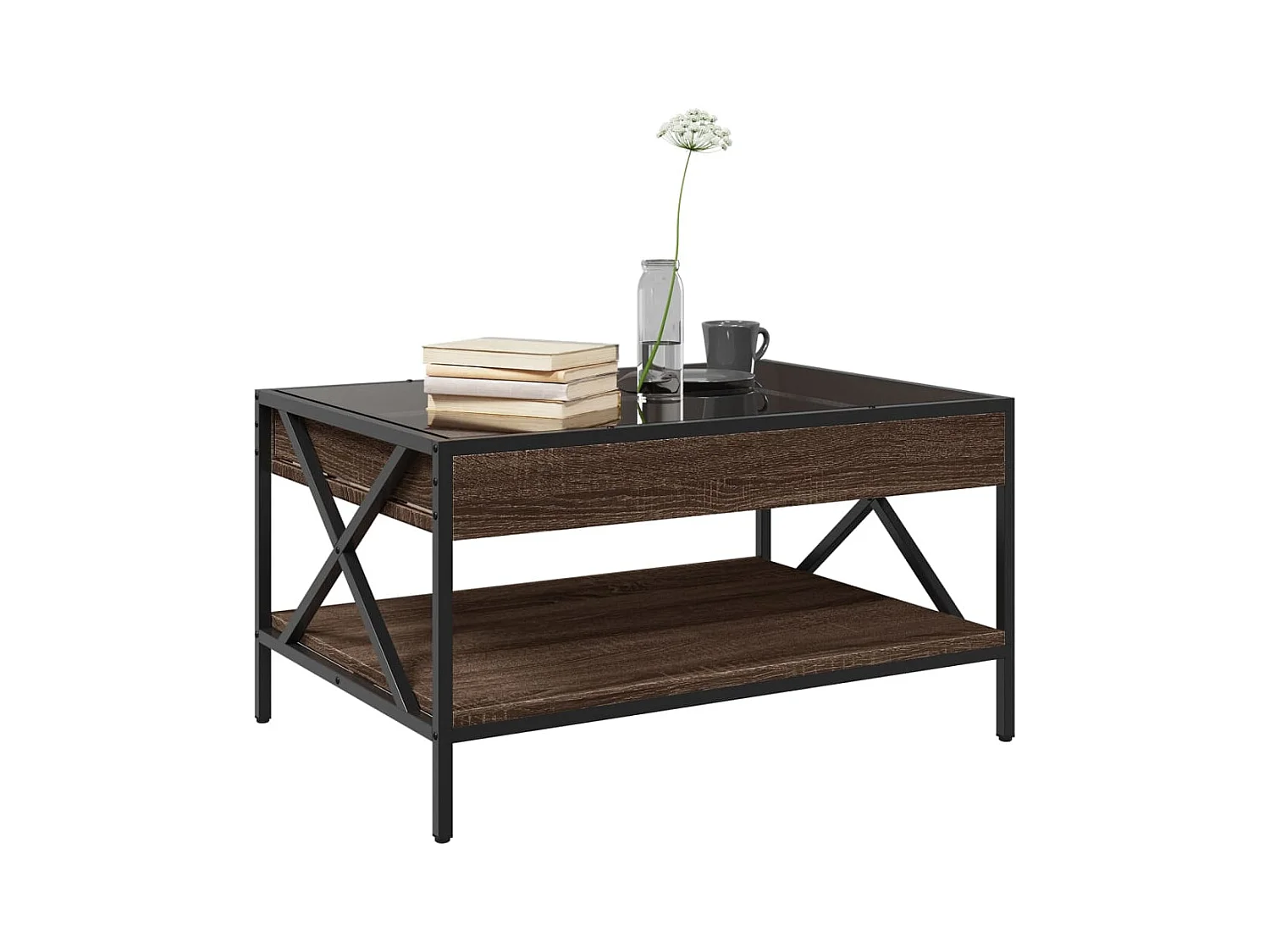 Table basse avec LED infini chêne marron 70x50x38 cm