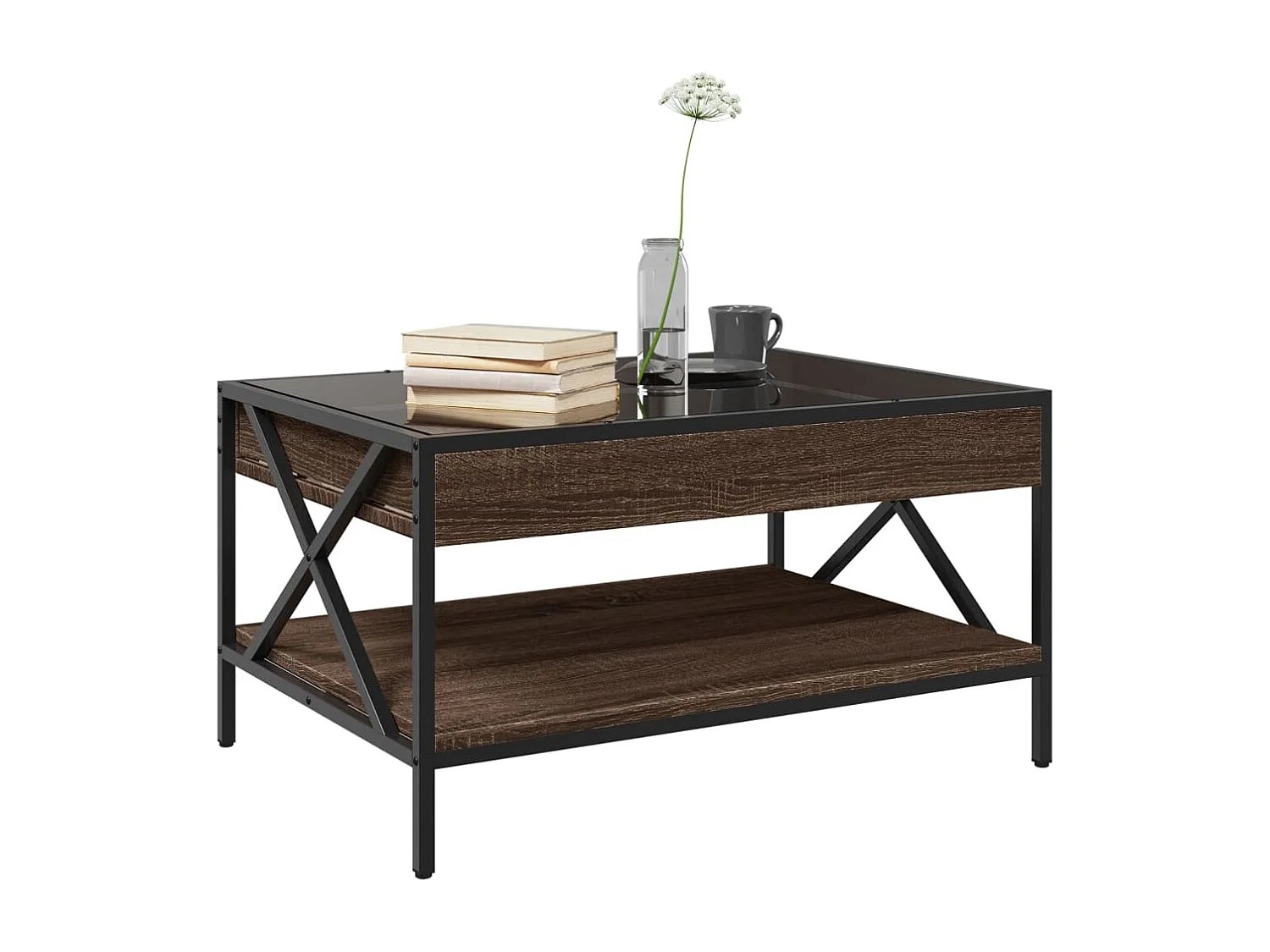 Table basse avec LED infini chêne marron 70x50x38 cm