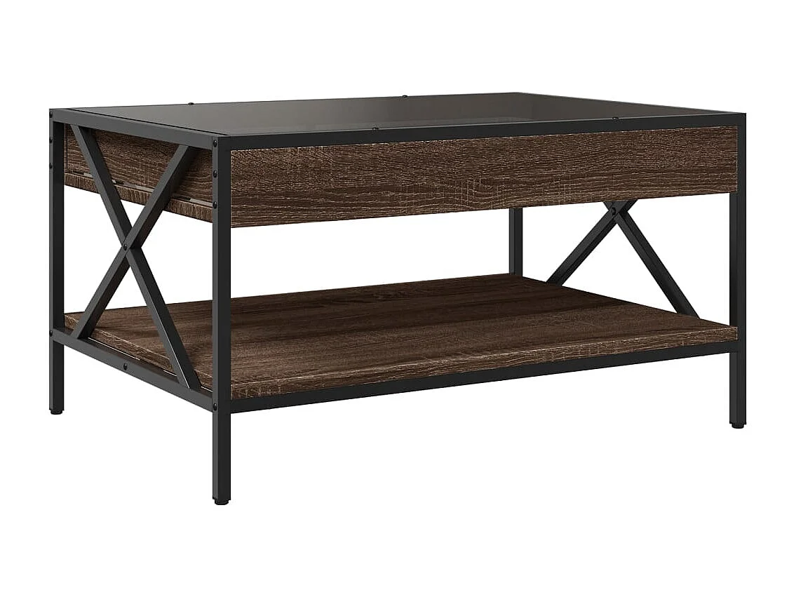 Table basse avec LED infini chêne marron 70x50x38 cm