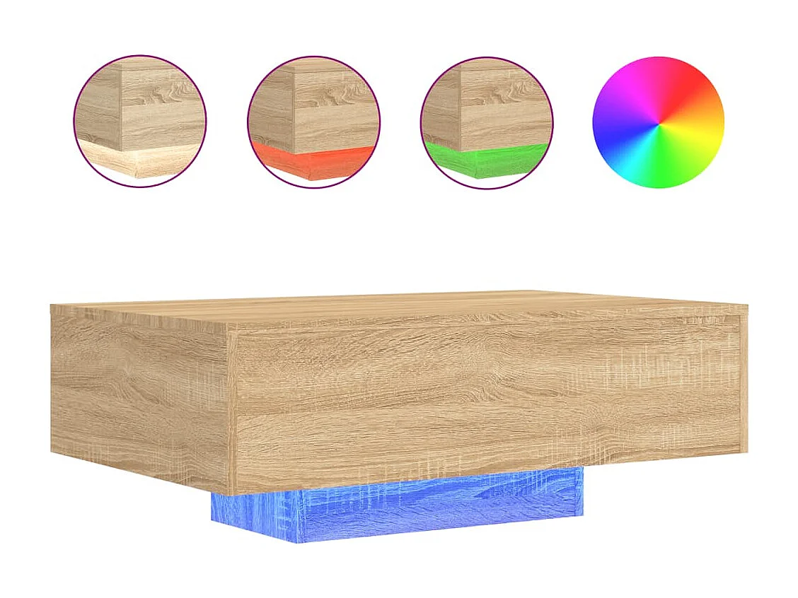 Mesa de centro con luces LED roble Sonoma 85x55x31 cm