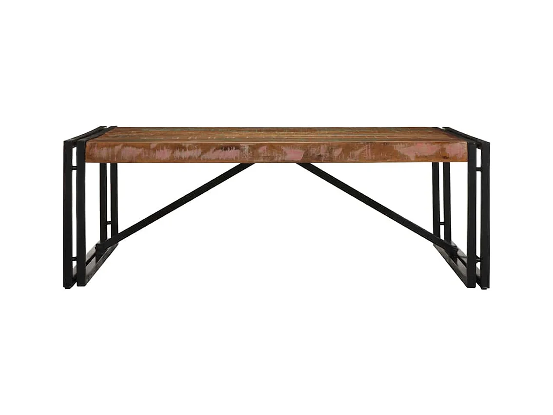 Veelkleurige salontafel 100x100x35 cm massief gerecycled hout