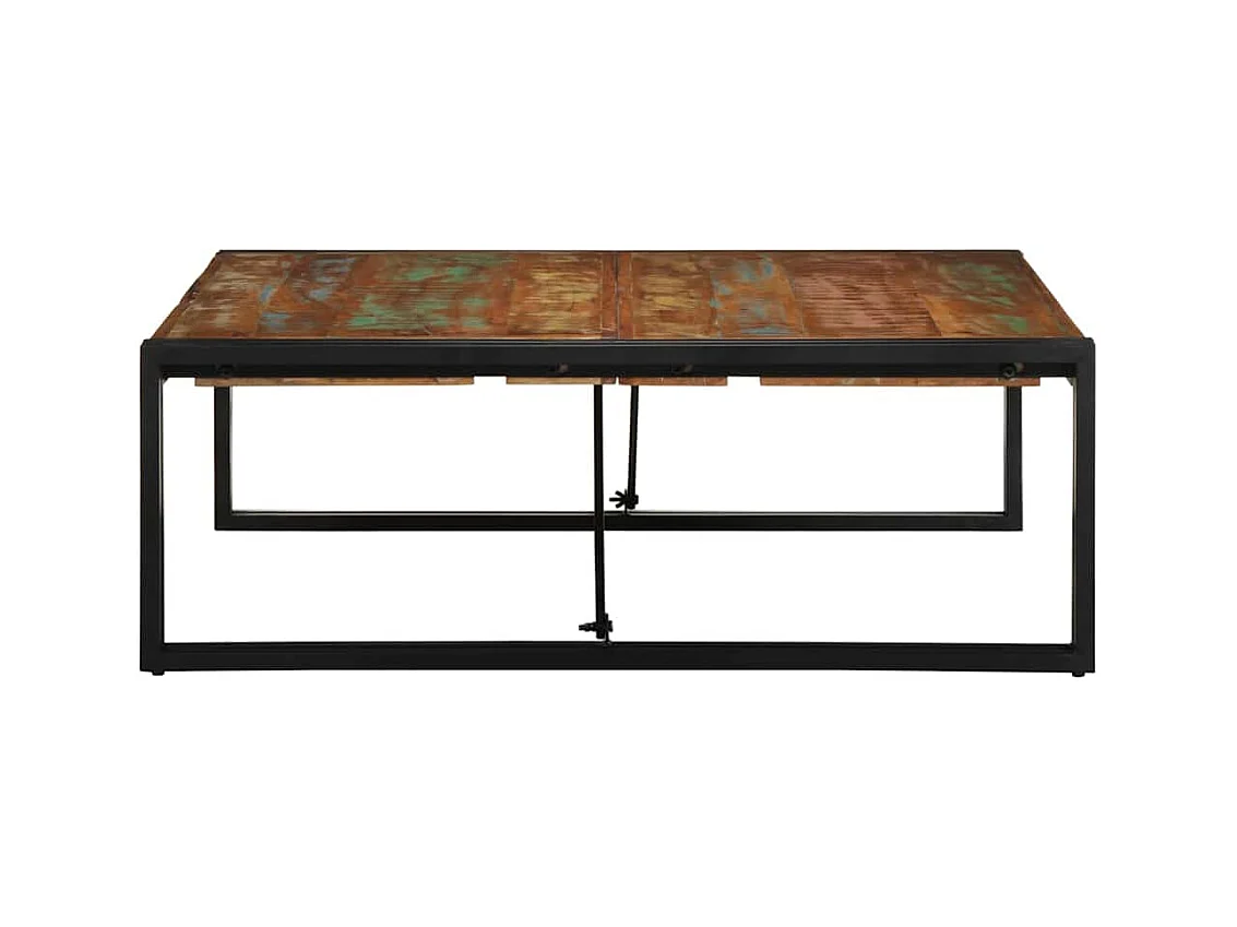 Veelkleurige salontafel 100x100x35 cm massief gerecycled hout