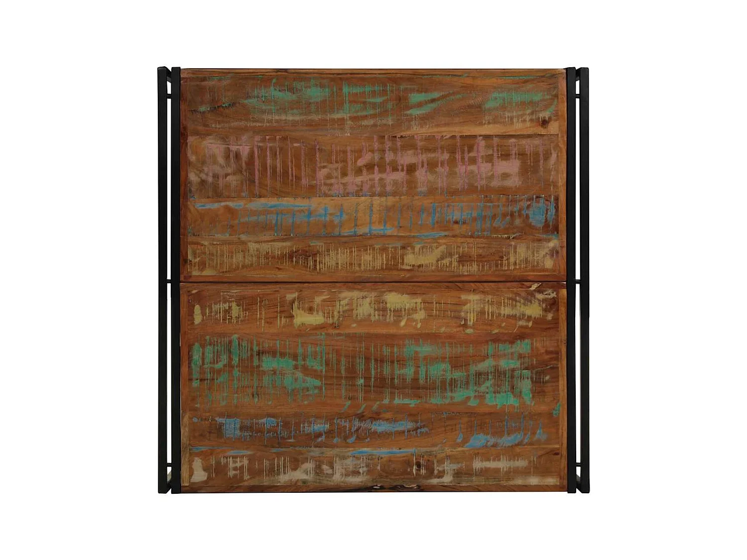 Veelkleurige salontafel 100x100x35 cm massief gerecycled hout