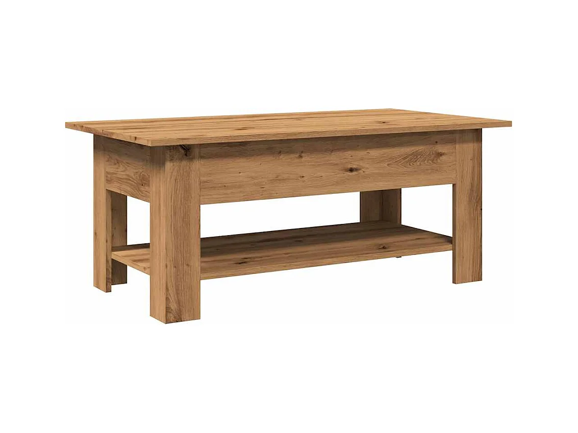 Table basse chêne artisanal 102x55x42 cm bois d'ingénierie