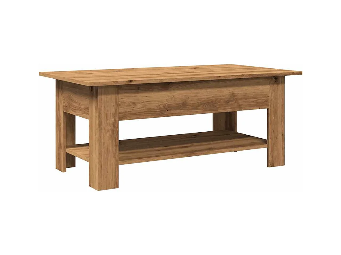 Table basse chêne artisanal 102x55x42 cm bois d'ingénierie