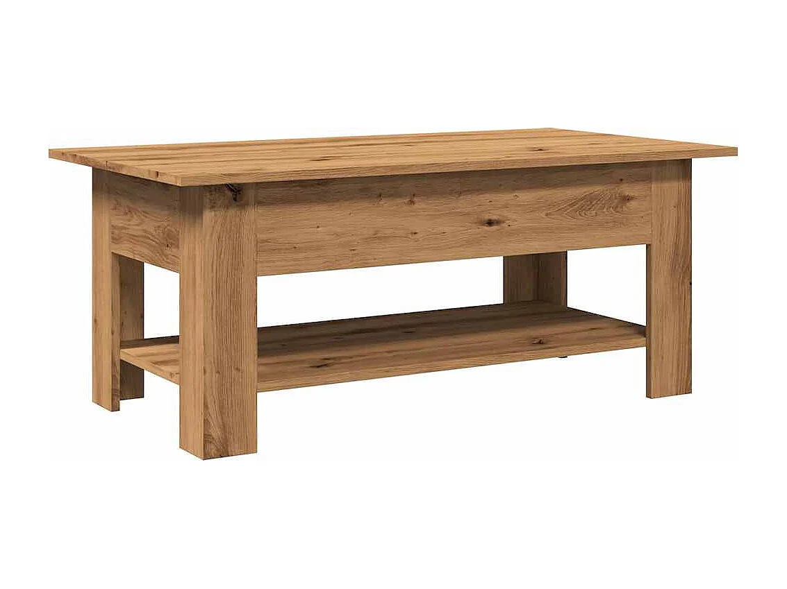 Table basse chêne artisanal 102x55x42 cm bois d'ingénierie