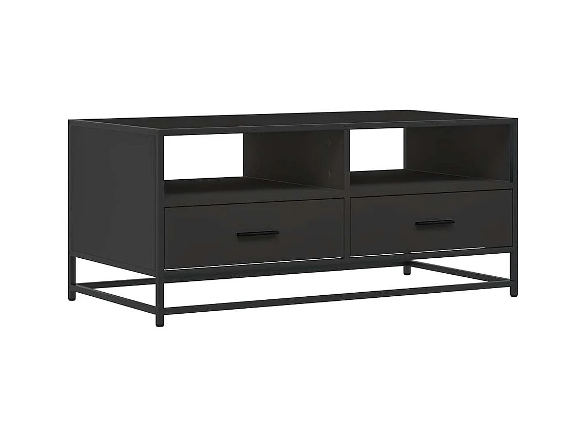 Table basse noir 100x50x45 cm bois d'ingénierie et métal