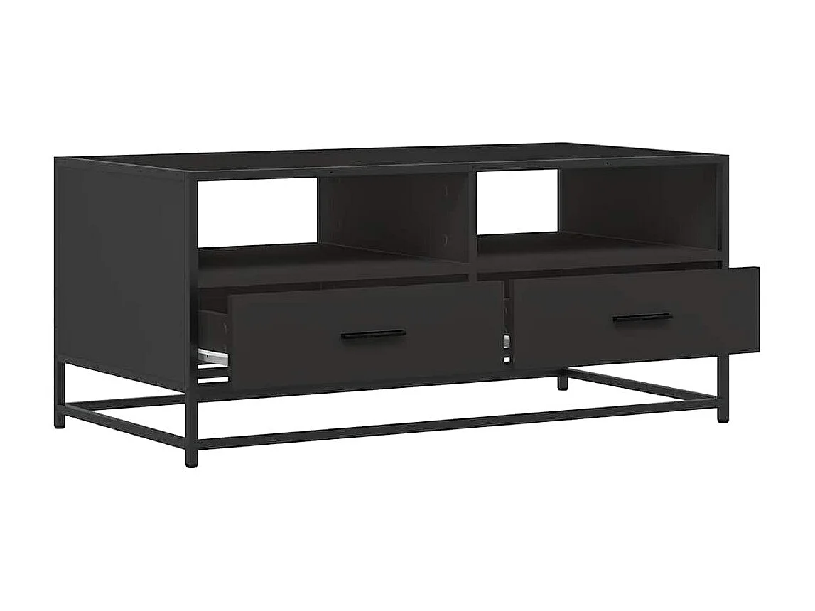 Schwarzer Couchtisch 100x50x45 cm aus Holzwerkstoff und Metall