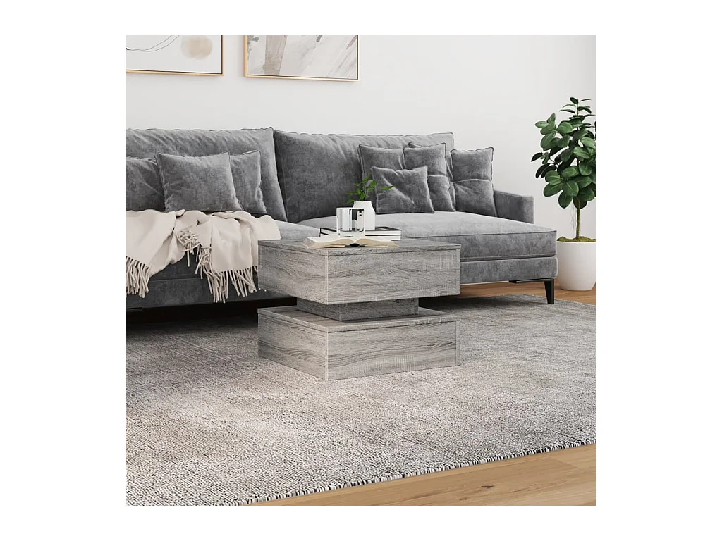 Table basse avec lumières LED sonoma gris 50x50x40 cm