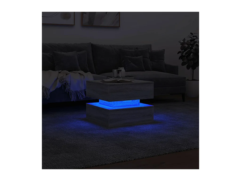 Table basse avec lumières LED sonoma gris 50x50x40 cm