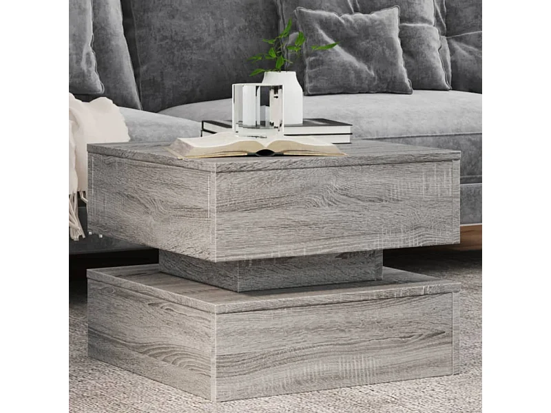 Mesa de centro con luces LED Sonoma gris 50x50x40 cm