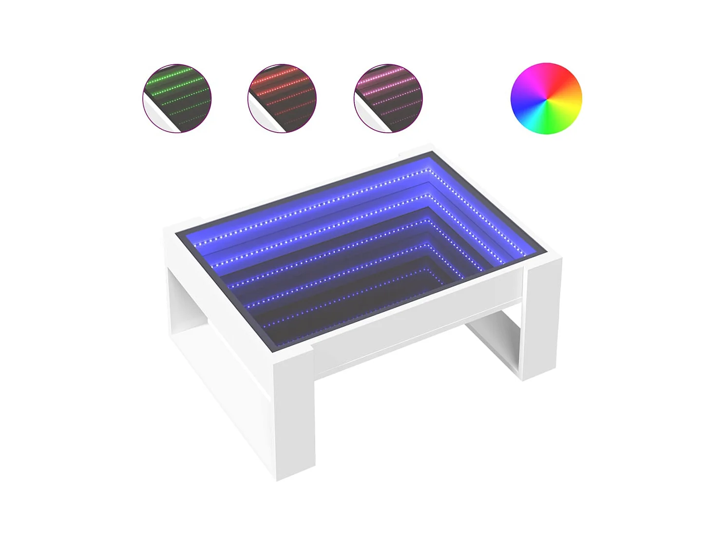 Table basse avec LED infini blanc 70x53x30 cm