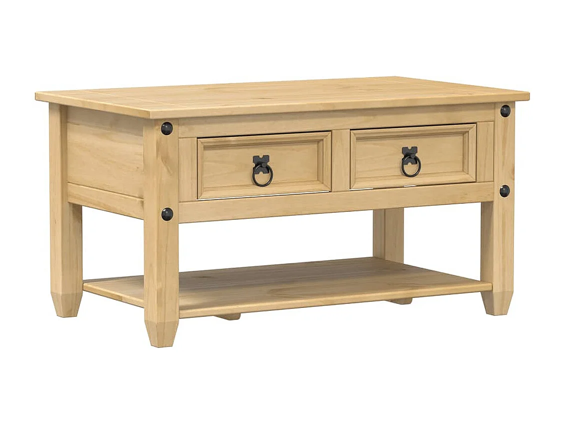 Tavolino Corona con cassetti 85x50x45 cm in legno massello di pino