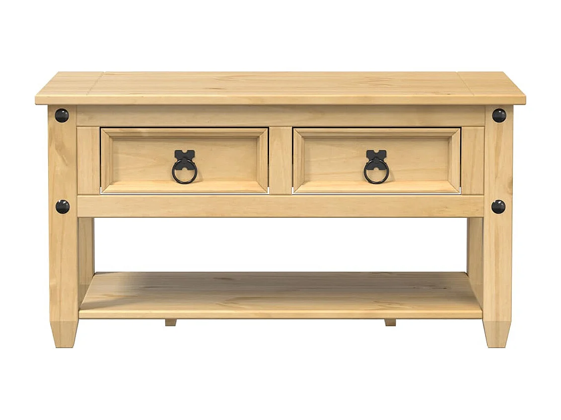 Tavolino Corona con cassetti 85x50x45 cm in legno massello di pino