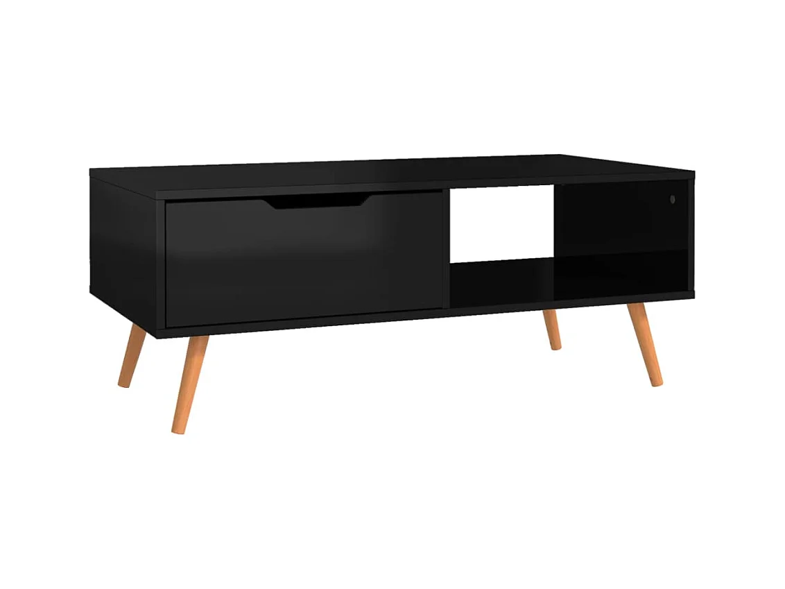 Table basse Noir brillant 100x49,5x43 cm Bois d'ingénierie