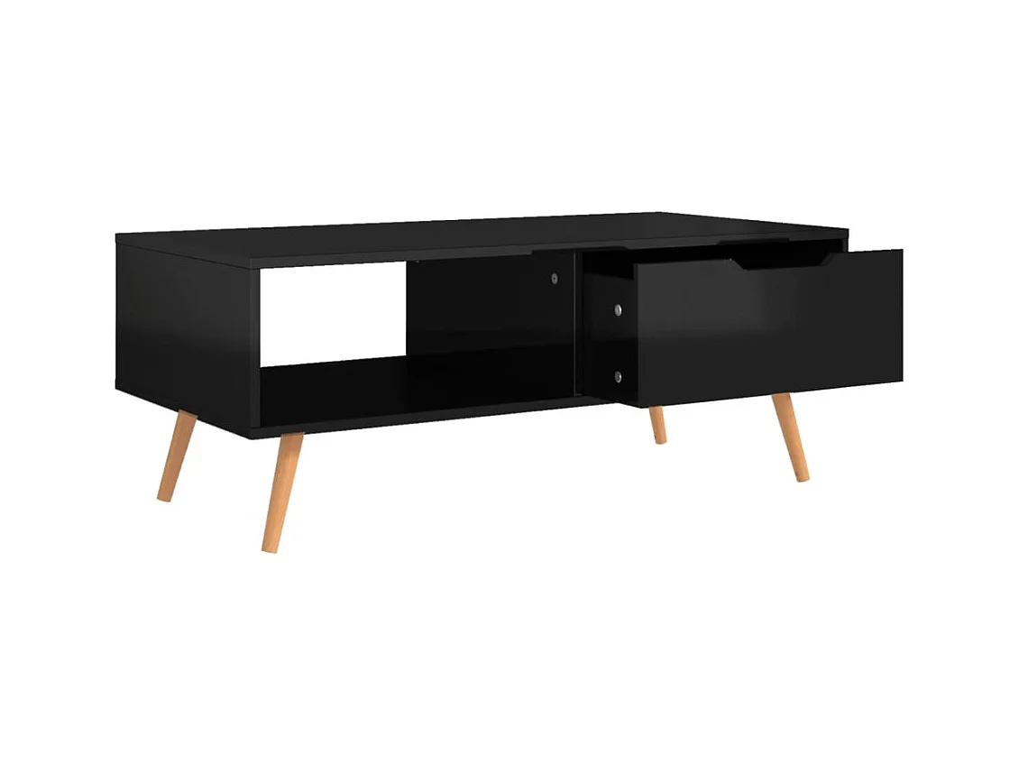 Table basse Noir brillant 100x49,5x43 cm Bois d'ingénierie
