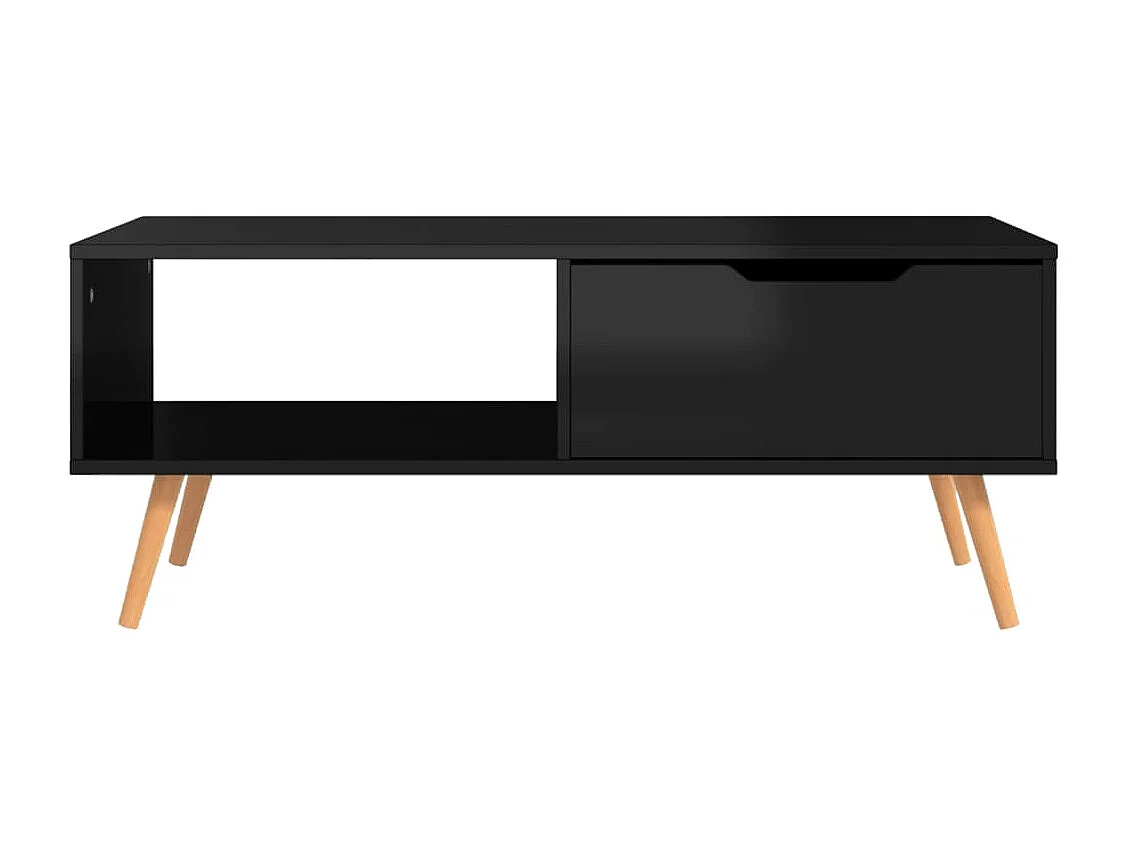 Table basse Noir brillant 100x49,5x43 cm Bois d'ingénierie
