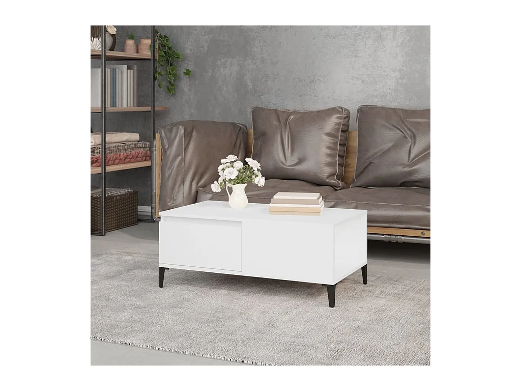 Table basse Blanc 90x50x36,5 cm Bois d'ingénierie