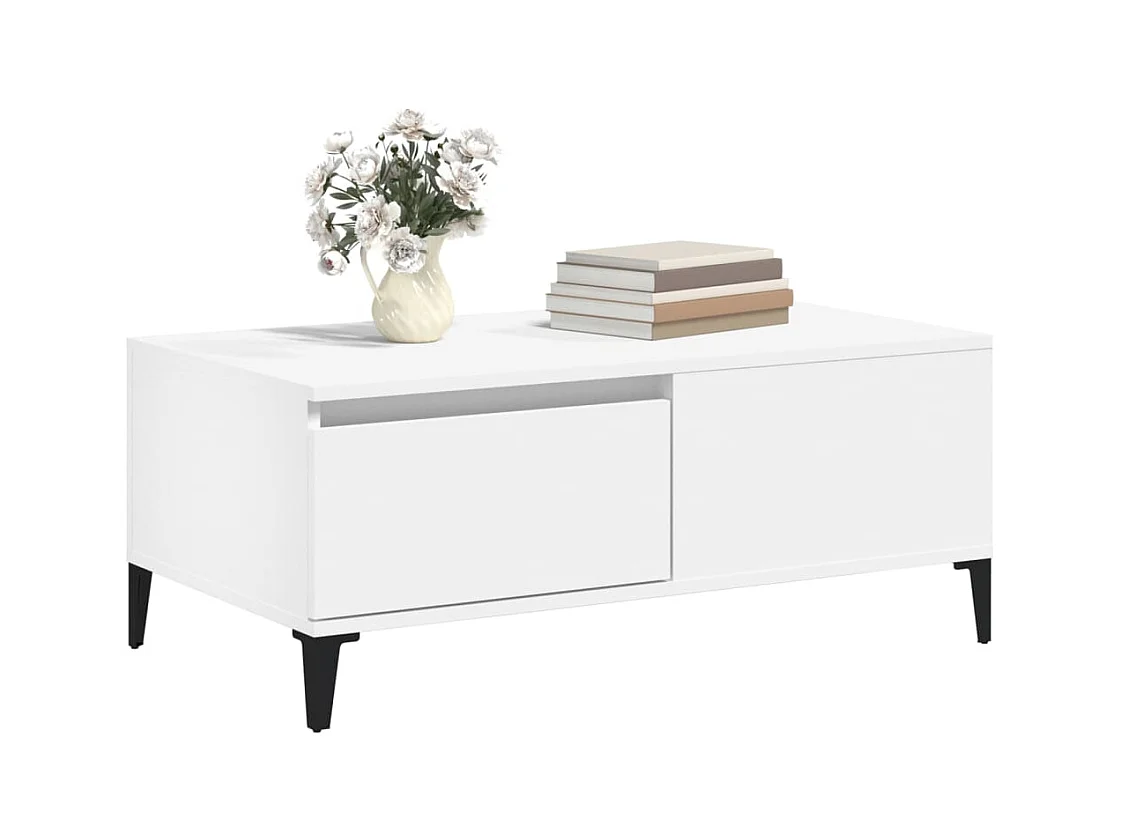 Table basse Blanc 90x50x36,5 cm Bois d'ingénierie