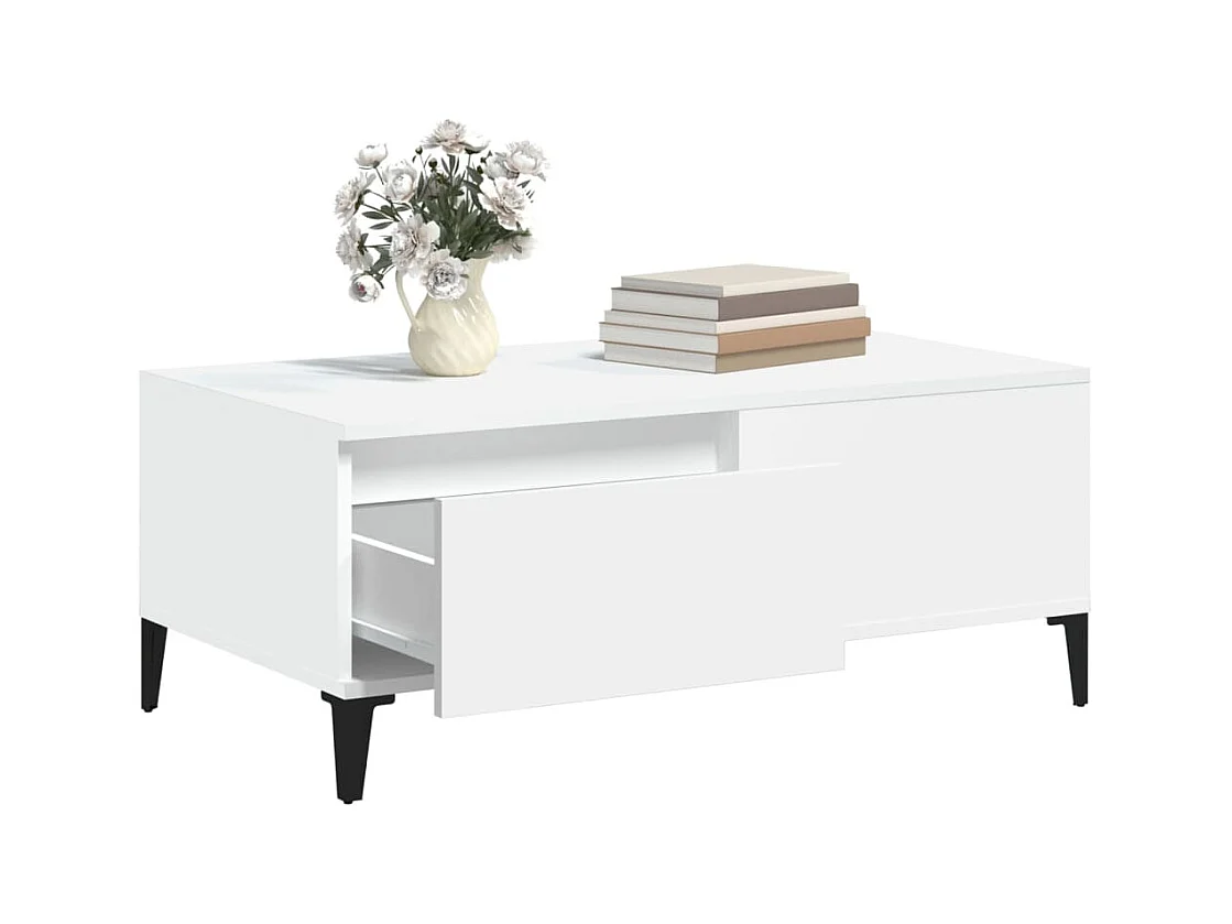 Table basse Blanc 90x50x36,5 cm Bois d'ingénierie