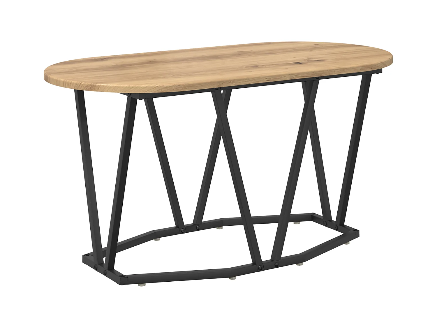 Table basse en chêne, artisanale, 80x40x40,5 cm en bois d'ingénierie et métal