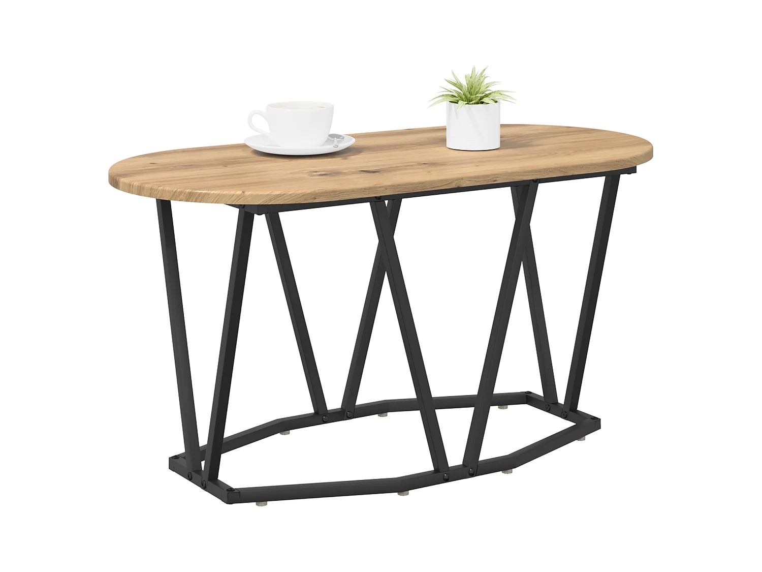 Table basse en chêne, artisanale, 80x40x40,5 cm en bois d'ingénierie et métal