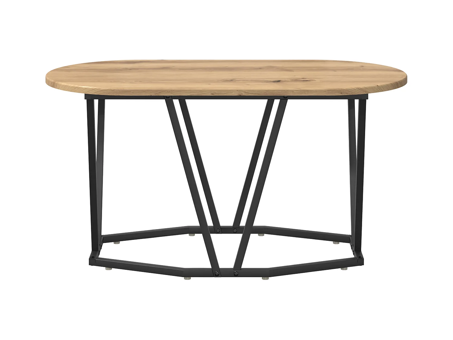 Table basse en chêne, artisanale, 80x40x40,5 cm en bois d'ingénierie et métal