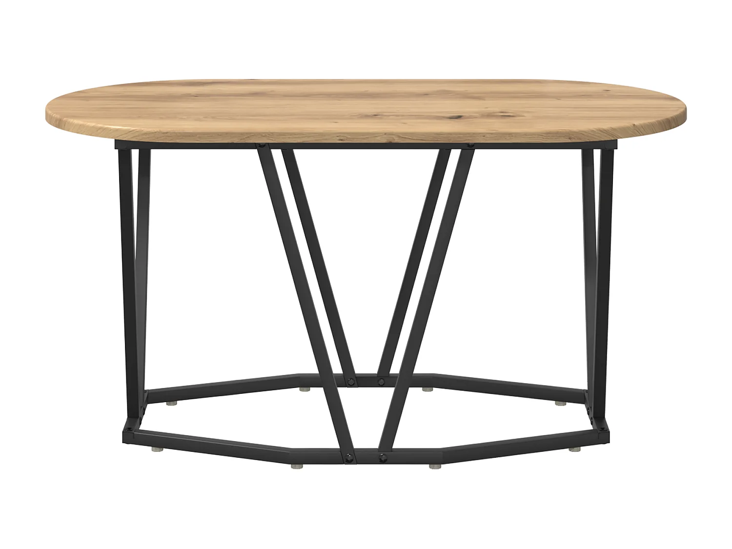 Table basse en chêne, artisanale, 80x40x40,5 cm en bois d'ingénierie et métal