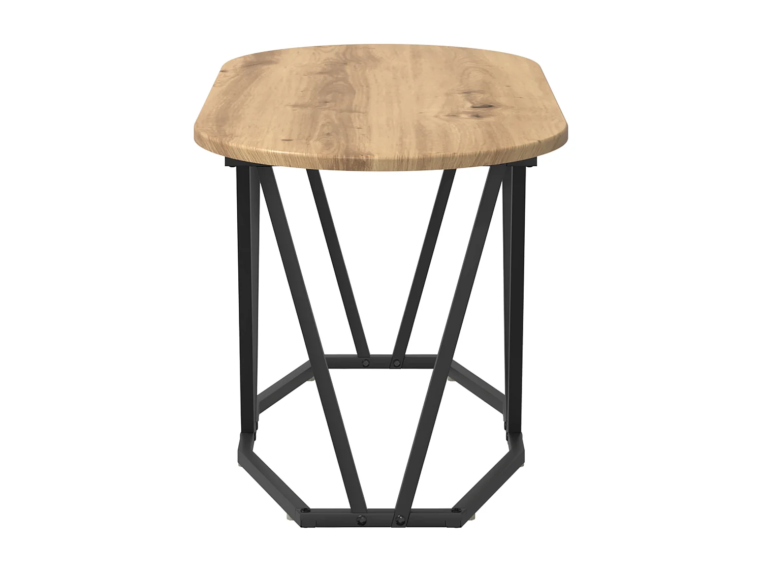 Table basse en chêne, artisanale, 80x40x40,5 cm en bois d'ingénierie et métal