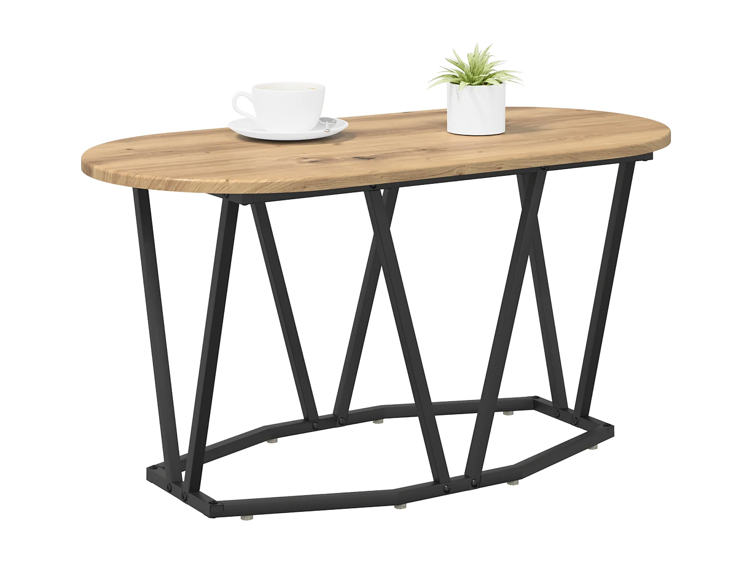 Table basse en chêne, artisanale, 80x40x40,5 cm en bois d'ingénierie et métal