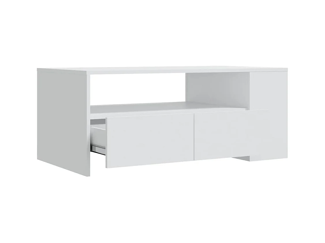 Table basse blanc 102x55x42 cm bois d'ingénierie