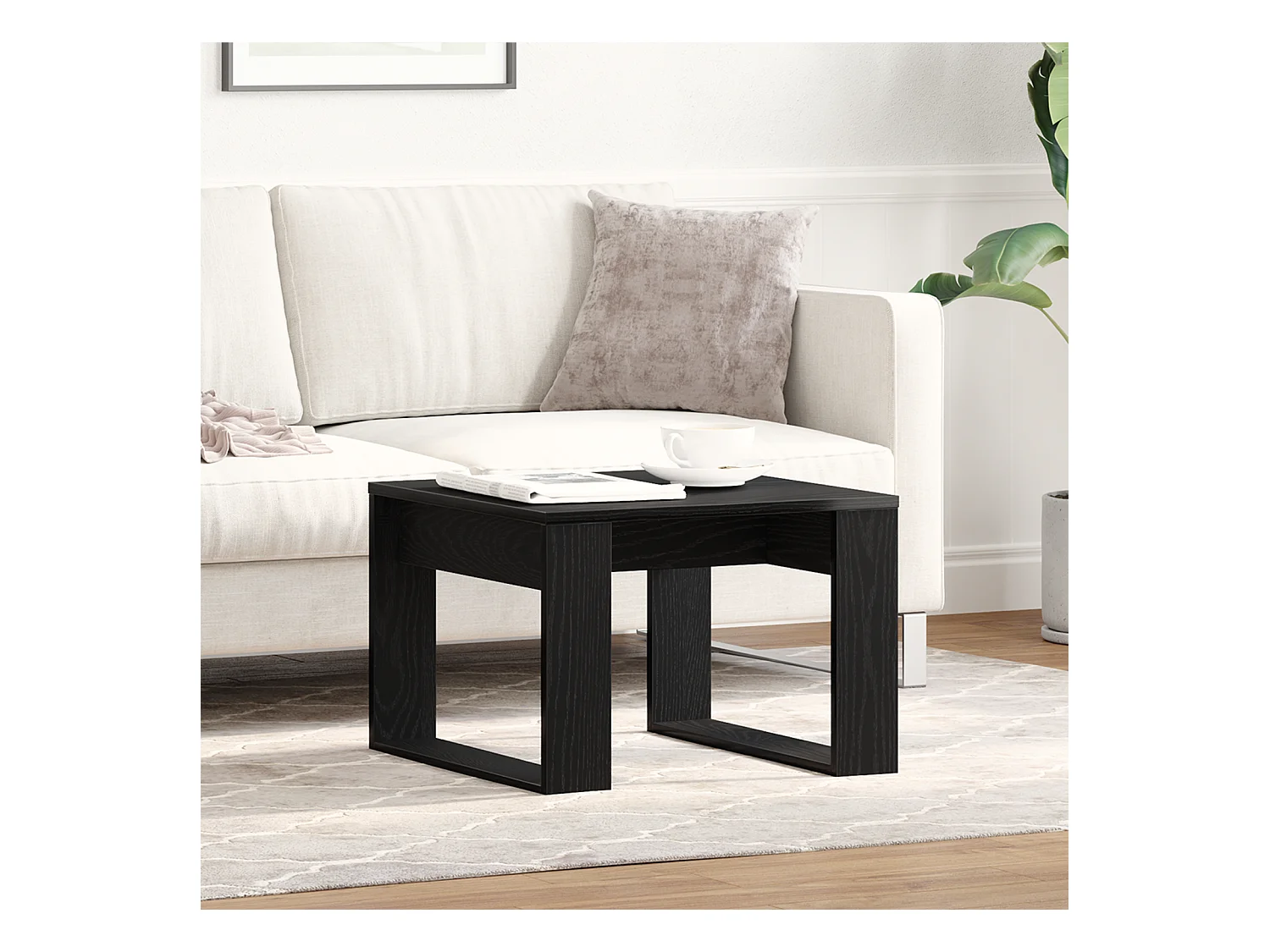 Table d'appoint en chêne noir - 50x50x35 cm, en bois d'ingénierie