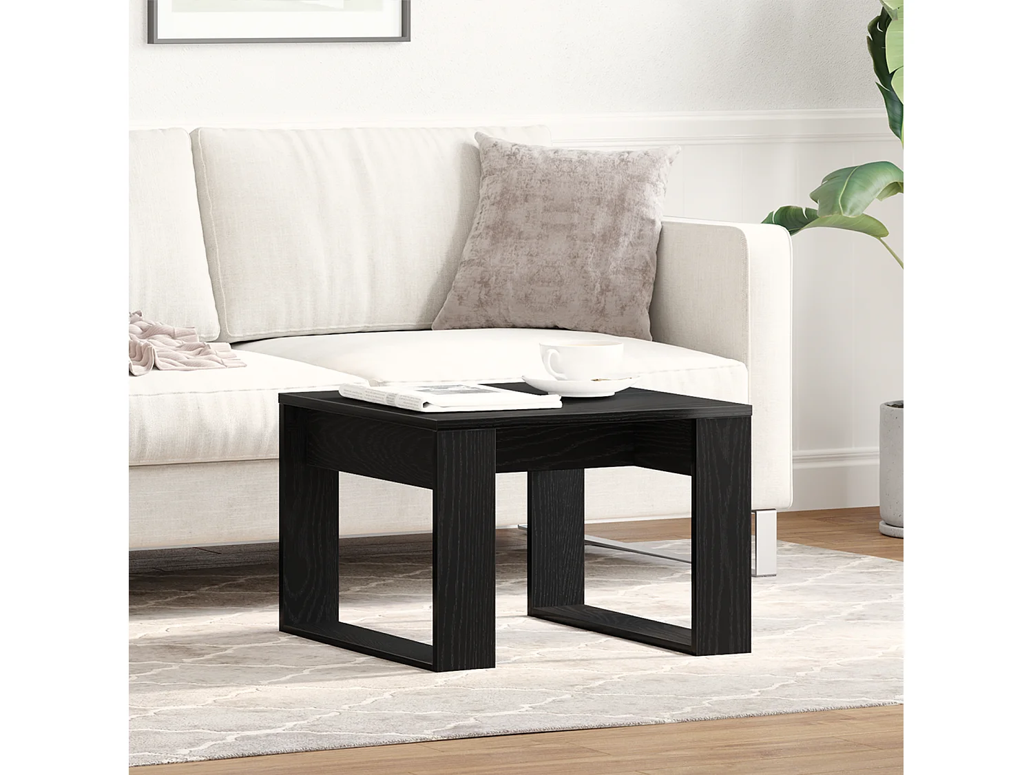 Table d'appoint en chêne noir - 50x50x35 cm, en bois d'ingénierie
