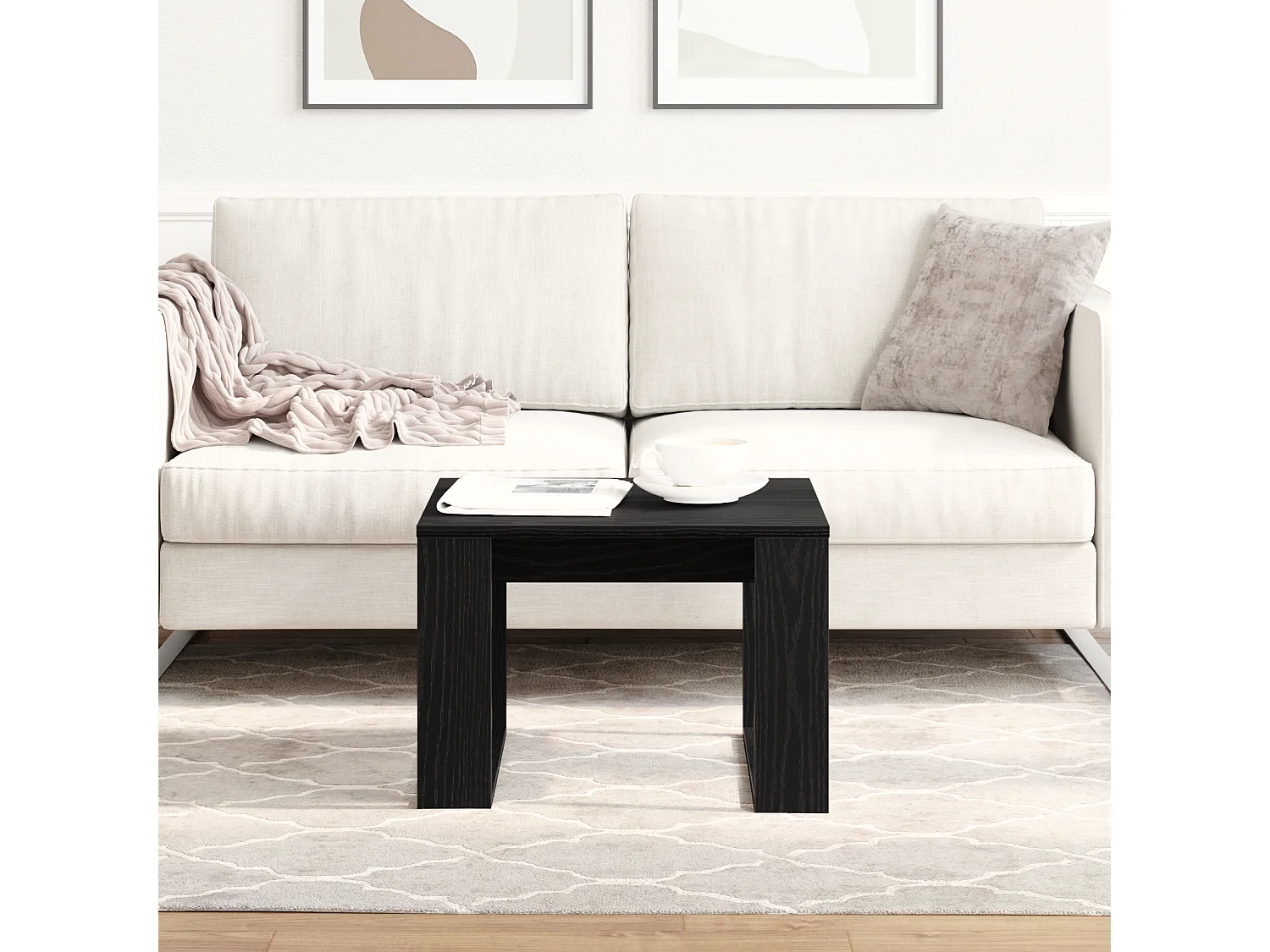 Table d'appoint en chêne noir - 50x50x35 cm, en bois d'ingénierie