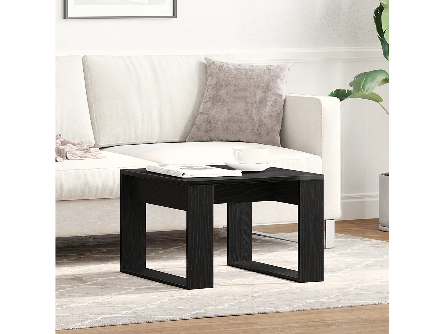 Table d'appoint en chêne noir - 50x50x35 cm, en bois d'ingénierie